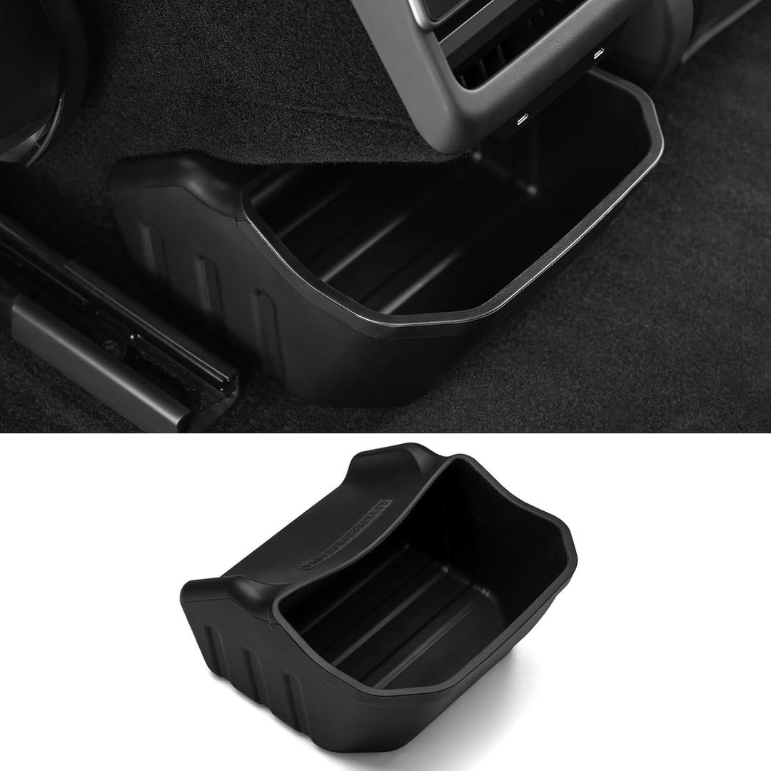 Rear Center Console Organizer for Tesla Model 3 Highland 2024 2025 Accessories Trash Can Rear Under Seat Storage Bin Backseat Storage Box 2nd Row Seat Organizer (Silicon)