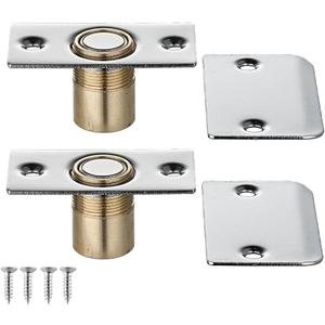 JQK Closet Magnetic Door Ball Catch Hardware, 430 Stainless Steel Catch Adjustable with Strike Plate, Polished Steel Finish 2 Pack, HBC120-BN-P2 (Chrome)