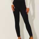 Allegra K Women's Faux Suede Leggings High Waisted Stretch Casual Faux Leather Pants for Women (Black, M)