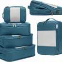 6-Pack Large Compression Packing Cubes for Travel - Lightweight Compression Packing Cube Set, Water-Resistant Luggage Organizer Bags & Suitcase Organizers, Travel Cubes for Carry-On, Checked Luggage (Teal)