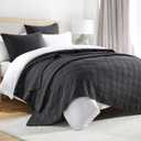 HORIMOTE HOME 100% Cotton Quilt Set Queen Size, Charcoal Pre-Washed Bedspreads Coverlet Set in Geometric Pattern, Cozy Lightweight Stitching Decorative Bedding Cover with 2 Shams for All Season