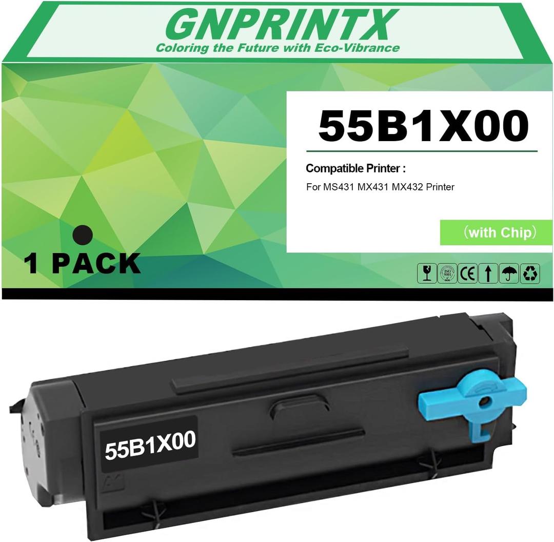 55B1X00 Black Toner Cartridge Replacement for Lexmark MS431 MX431 MX432 Printer (Smart Chip Inside No Setup Needed