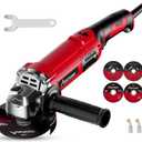 AVID POWER Angle Grinder 4-1/2 Inch 8.0 Amp 1000W Electric Grinder Tool 7-Variable-Speed Metal Grinder, 11,500 RPM, Paddle Switch with Lock-on Button, Cutting & Grinding Wheels and Side Handle - Red