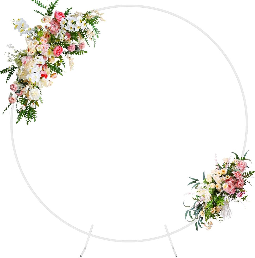 Wokceer Wedding Arch Round Backdrop Stand 7.2FT Circle Balloon Arch Frame Circle Backdrop Stand Gold Round Arch for Wedding Birthday Party Bridal Shower Anniversary Event Ceremony Decoration