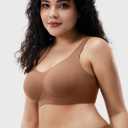 Womens Seamless Wireless Bras Supportive Push Up Bralettes (Brown, M)