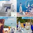 COTA Global Ocean Blue Lighthouse Decor - Handmade and Crafted Wooden Lighthouse Decoration with Sailboat Figure, Nautical Themed Home Decor 13.5 Inch