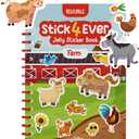 Stick4Ever Jelly Sticker Book - for Kids - Waterproof, Easy to Clean Reusable Sticker Book for Toddlers- Reusable Road Trip Activities for Kids - Stocking Stuffers for Toddlers (Farm)