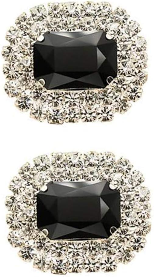 Ruihfas Bridal Wedding Shoes Dress Hat Accessories Fashion Rhinestones Crystal Shoe Clips 2 Pcs (Black)