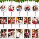 15 Pcs Christmas Photo Frame Ornaments Mini Acrylic Christmas Hanging Ornaments with Red Ribbon Picture Frame Round Square Rectangle Xmas Tree Decoration for Holiday Gift Party Decor