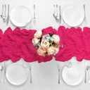 8 Pack Hot Pink 10 Ft Cheesecloth Table Runner 35x120 Inch Boho Wrinkled Sheer Romantic Gauze Decor for Wedding, Bridal Shower, Birthday Party