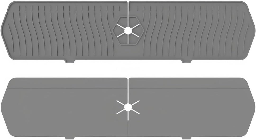 Super-Long Silicone Sink Tray, Faucet Liquid Collection pad, Table top Protection pad for Kitchen and Bathroom. (Grey) (Medium Gray)