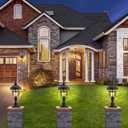 Dusk to Dawn Outdoor Post Light Fixture, 24in High Bronze Post Lantern with Pier Mount, Exterior Pole Lighting with Seeded Glass for Yard, Garden, Patio and Pathway, 2 Pack, LMMS0519-M-2P