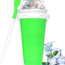 Slushie Maker Cups, Magic Quick Frozen Smoothies Cup for Homemade Milk Shake Ice Cream Maker, Cooling Cups, Double Layer Squeeze Slushy Maker Cup, Birthday Gifts for Friends, Family (Green)