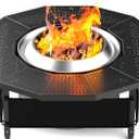 Fire Pit Surround Tabletop for Solo Stove Yukon 2.0 27 Inch, Fire Pit Surround Table Top, Accessories for Solo Stove, Adjustable with UV-Resistant Outdoor Fabric, Metal Black