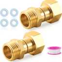 M MINGLE Garden Hose Swivel Connector, 3/4" GHT Brass Hose Fittings, 360 Degree Swivel Male to Female Hose Adapter with Extra 4 Washers