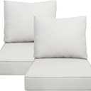 24"x27.5" Outdoor Deep Seat Patio Cushions Set of 2, Deep Seat Bottom Resilient Foam Filling Water-Resistant Stain-Resistant UV Resistant Weather Resistant with YKK Zippers, Putty
 Almond