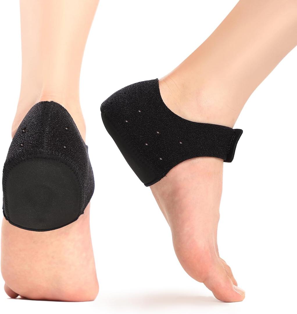 Plantar Fasciitis Heel Cup Protectors - Promifun Heel Cups for Heel Spur, Achilles Tendinitis, Cracked Heels, Heel Pain Relief Products - Gel Heel Cushion Pads, Black, Large (W 9.5-13 / M 8.5-14)