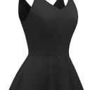 GOOBGS Women's 1950s Retro Vintage Spaghetti Strap Cocktail Swing Dresses with Pockets (Black, XL)