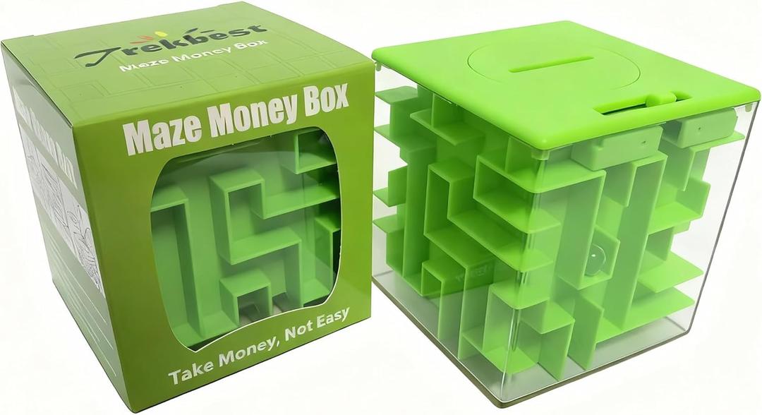 Trekbest Money Maze Puzzle Box - A Fun Unique Way to Give Gifts for Kids and Adults (Green)