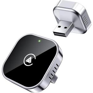 Teeran 2 in 1 Wireless CarPlay and Android Auto Adapter, Easy Setup Plug and Play, Fast Seamless Use Supports 1000+ Car's with Built-in Wired Car Play/Android Auto, Compact Sleek Design Car Adapter, Silver