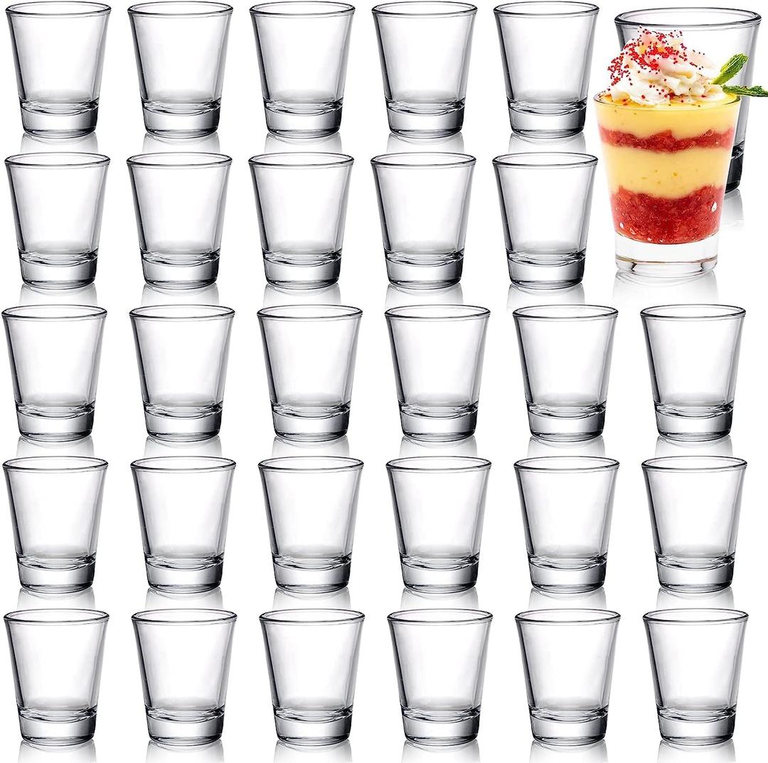 Tebery 30 Pcs 60ml Shot Glasses, 2oz Heavy Base Shot Glasses Sets, Round Glassware Shot Glass, Clear Glass for Different Types Of Liquor