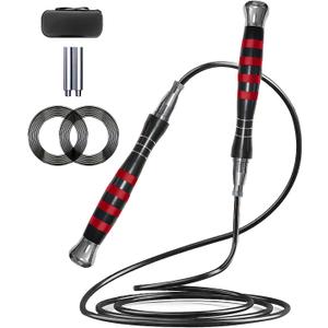 Speed Jump Rope, Double Under Jumping Rope, Aluminium Handle Skipping Rope for Self-Locking Which is Easy to Adjust Length, Removable Weight, Boxing Crossfit Fitness Training for Men Women