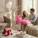 FUTEI Hot Pink Decorative Throw Pillow Covers 18x18 Inch Set of 2,Soft Solid Rose Swirl Textured Cushion Case,Valentine's Day Decor for Couch Living Room