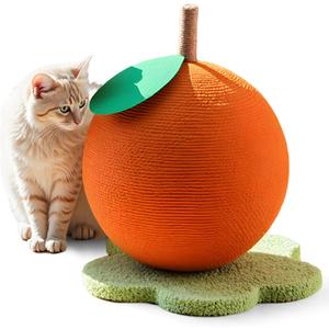 Orange Cat Scratching Post for Indoor Cat Small Cat Scratching Post Cute Modern Sisal Cat Scratcher for Kitten Cat Scratching Ball