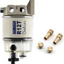 R12T Fuel Water Separator Fuel Filter/Water Separator Marine Complete Kit 10 Micron Filter Replaces Racor S3240 120AT R12T NPT ZG1/4-19 Fit 3/8 Inch NPT Outboard Motors for Gas & Diesel Engines