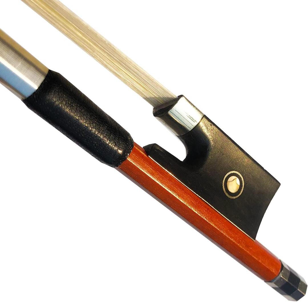 Brazilwood Ebony Violin Viola Cello Bow Full Size Ebony Frog with Natural Horsehair (Violin bow 1/4)