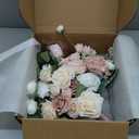 Ling's moment Pink Wedding Bouquets for Bride, Dusty Rose Bridal Bouquets for Bride, 15 Inch Free Form Artificial Wedding Flowers Bouquets