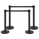 Crowd Control Stanchion Set, 4 Pack Black Stanchions with 6.6Ft Sturdy Retractable Belts, Crowd Control Barriers for Parties, Airport Lines, Events, Weddings