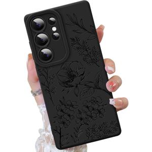 OOK Galaxy S25 Ultra Case Cute Flower Floral Design for Girls Women Soft TPU Camera Lens Protective Phone Cover Designed for Samsung Galaxy S25 Ultra Black