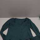 Women Fashionable Sexy Lace Trim V-Neck Long Sleeve Slim Fit T-Shirt Blouse Going Out 2025 Y2k Trendy Fall Crop Tops (Large, Dark Green)