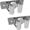 Self Adhesive Broom and Mop Holder Wall Mounted  SUS304 Stainless Steel 2-Slot Organizer with Anti-Slip Rubber Grips, 25lb Load, Adjustable for 0.61.4" Handles, Garage Kitchen Bathroom Use, 2 Pack