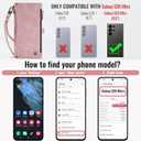 Defencase for Galaxy S26 Ultra Case Wallet with RFID Blocking Card Holder for Women Men, PU Leather Magnetic Snap Flip Wristlet Strap Zipper Wallet Phone Cases for Samsung Galaxy S26 Ultra 6.9", Pink