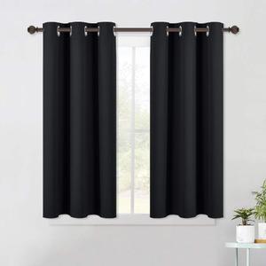 NICETOWN Halloween Living Room Blackout Curtains and Drapes, Black Solid Thermal Insulated Grommet Blackout Drapery Panels for Window (2 Panels, 42 Inch Wide by 45 Inch Long, Black)