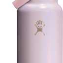 Hydro Flask Water Bottle - Insulated Stainless Steel - Wide Mouth Flex Straw Lid, Non-Spill, Leakproof and Refillable in 32 Oz Glimmer Pink