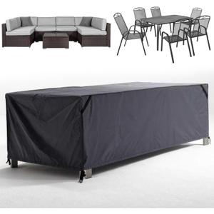 Multi-purpose Rectangular Patio Furniture Cover - 600D Tough Canvas Heavy-Duty Waterproof Outdoor Dining Table and Chairs Furniture Covers, Universal (DarkGrey, 86.6''x57.5''x27.6''-No zipper)