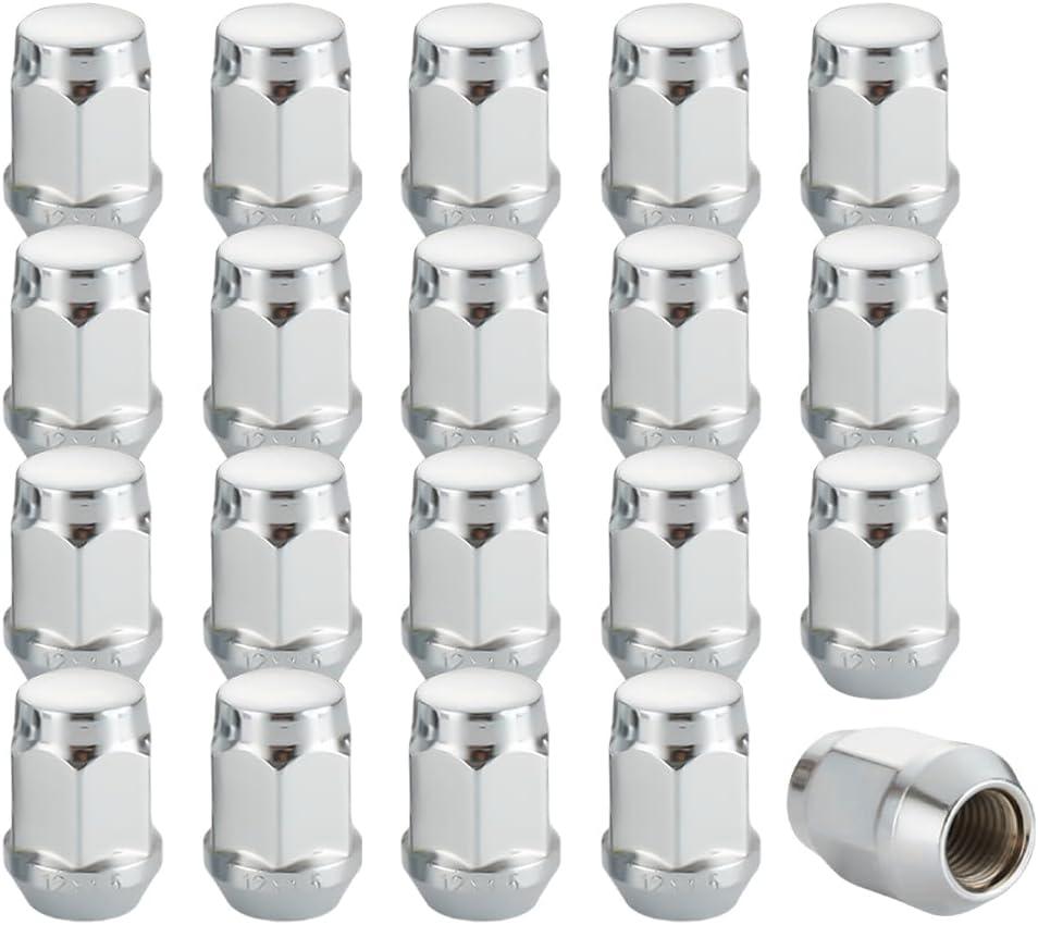 HZEL M12x1.5 Car Bulge Acorn Lug Nuts, 20PCS Carbon Steel Closed End Automotive Lug Nut, Vehicle Wheel Nut Replacement Accessories, Compatible with Lacrosse Equinox Impala (Silver)