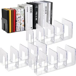 4 Pack Clear Acrylic File Sorter, Sturdy Desktop Book Folder Organizer, 4 Section Purse Handbag Clutch Divider for Closet, Office Storage Rack Holder for Letter, Binder, Document, Electronics