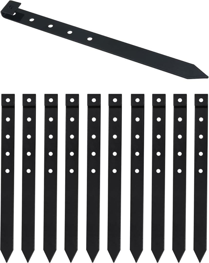 20Pcs Metal Garden Landscape Edging Stakes,Black,10 Inch Landscaping Stakes, Anchoring Spikes, Landscape Edging Spikes for Ground,Bender Board,Tent Anchoring,Inflatable Decorations