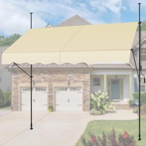 KELIXU Manual Retractable Awning, 118-Inch Adjustable Retractable Awnings for Patio Door Exterior Sunshade Shelter, Window Awning Canopy with UV Protection for Backyard, Garden, Balcony - Beige, 118" x 47"
