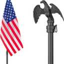 8 FT Indoor Flag Pole and Stand, Heavy Duty Indoor Flag Pole Kit with Weighted & Thickened Base, Eagle Topper, 3x5 FT American Flag, Adjustable Presidential Indoor Flagpole for Office School City Hall (Black)