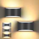 TRLIFE Modern Wall Sconces, 3000K/4000K/6000K Selectable and Dimmable LED Wall Sconce 12W Aluminum Wall Mounted Light Set of 2 Hardwired Wall Sconces for Bedroom Bedside Living Room Hallway(Black,2P)