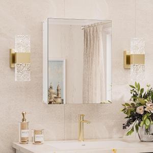 TokeShimi 16x20 Recessed Medicine Cabinet with Mirror Aluminum, Tempered Frameless Bathroom Mirror with Storage Adjustable, White Surface Mount Medicine Cabinet for Bathroom Farmhouse