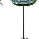 Bird Bath with Solar Powered Fountains for Hummingbirds, Stable Stylish Design with 5-Prong Base Stake Plastic Bird Bath for Outside Patio Yard Garden(Gift)
