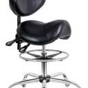 Saddle Stool with Wheels,Ergonomic Swivel Rolling Height Adjustable for Salon Beauty Clinic Dentist Tattoo Home OfficeBlack