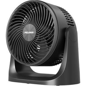 PELONIS 3 Speed Small Room Air Circulator Fan with 7-inch Blade, Table Fan with 100 Adjustable Head Tilt - Desktop Fan for Bedroom,Dorm and Office - Ventilador for Air Conditioner and Heater, Black