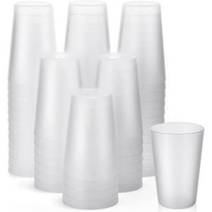 54 Pieces Kids Plastic Cups 8.5 oz Reusable Drinking Cups Stackable Plastic Tumblers Colorful Water Glasses for Kids Toddler Baby Children Adults(Clear)